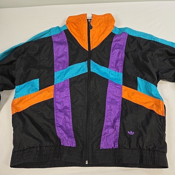 Vintage 80s Adidas Track Jacket Mens Size XL Purple Teal Orange Black Trefoil - Picture 14 of 16